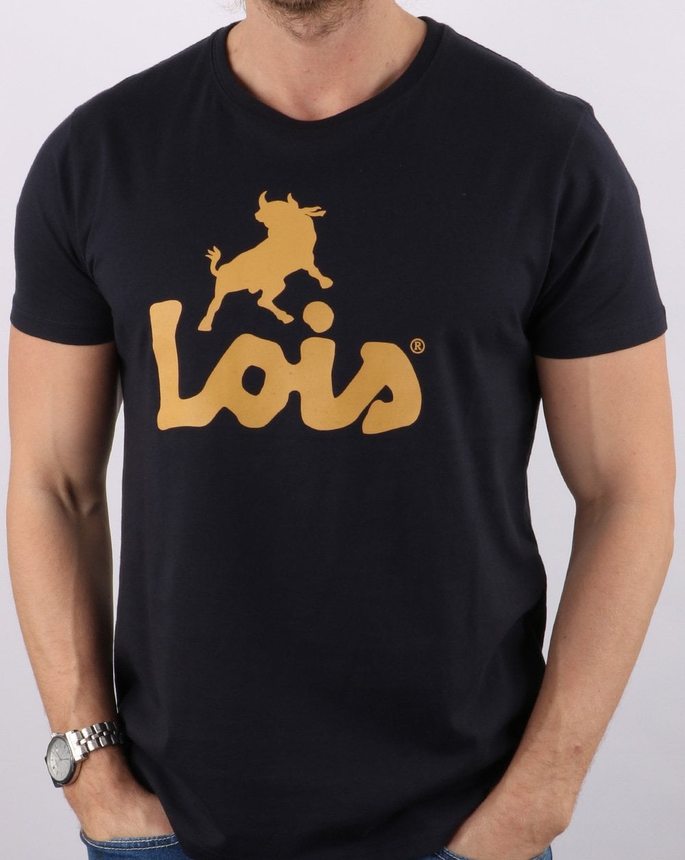 Lois Logo T-Shirt Marineblau/Gold