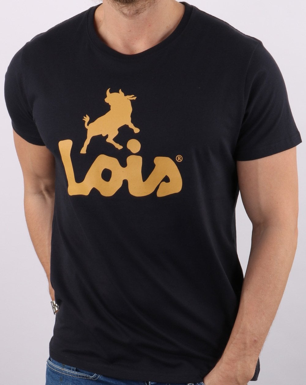 Lois Logo T-Shirt Marineblau/Gold