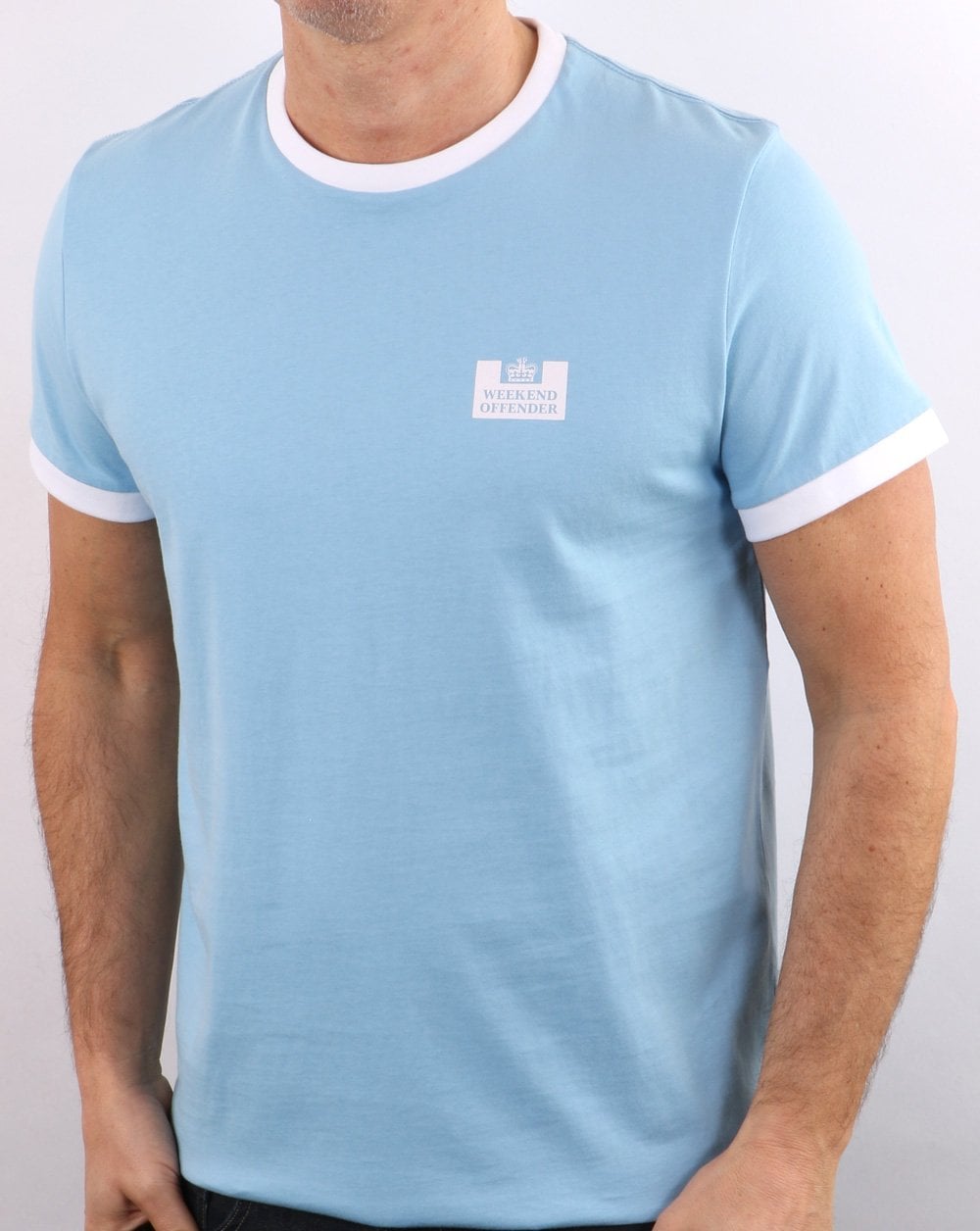 Weekend Offender Ringer Tee Himmelblau/Weiß