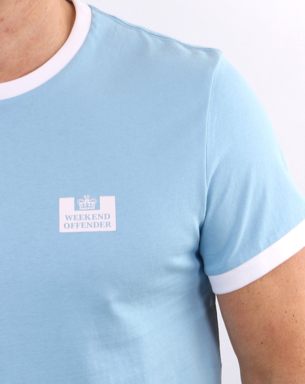 Weekend Offender Ringer Tee Himmelblau/Weiß