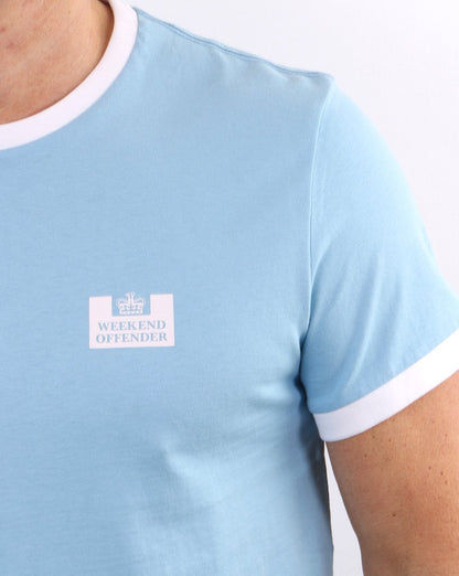 Weekend Offender Ringer Tee Himmelblau/Weiß