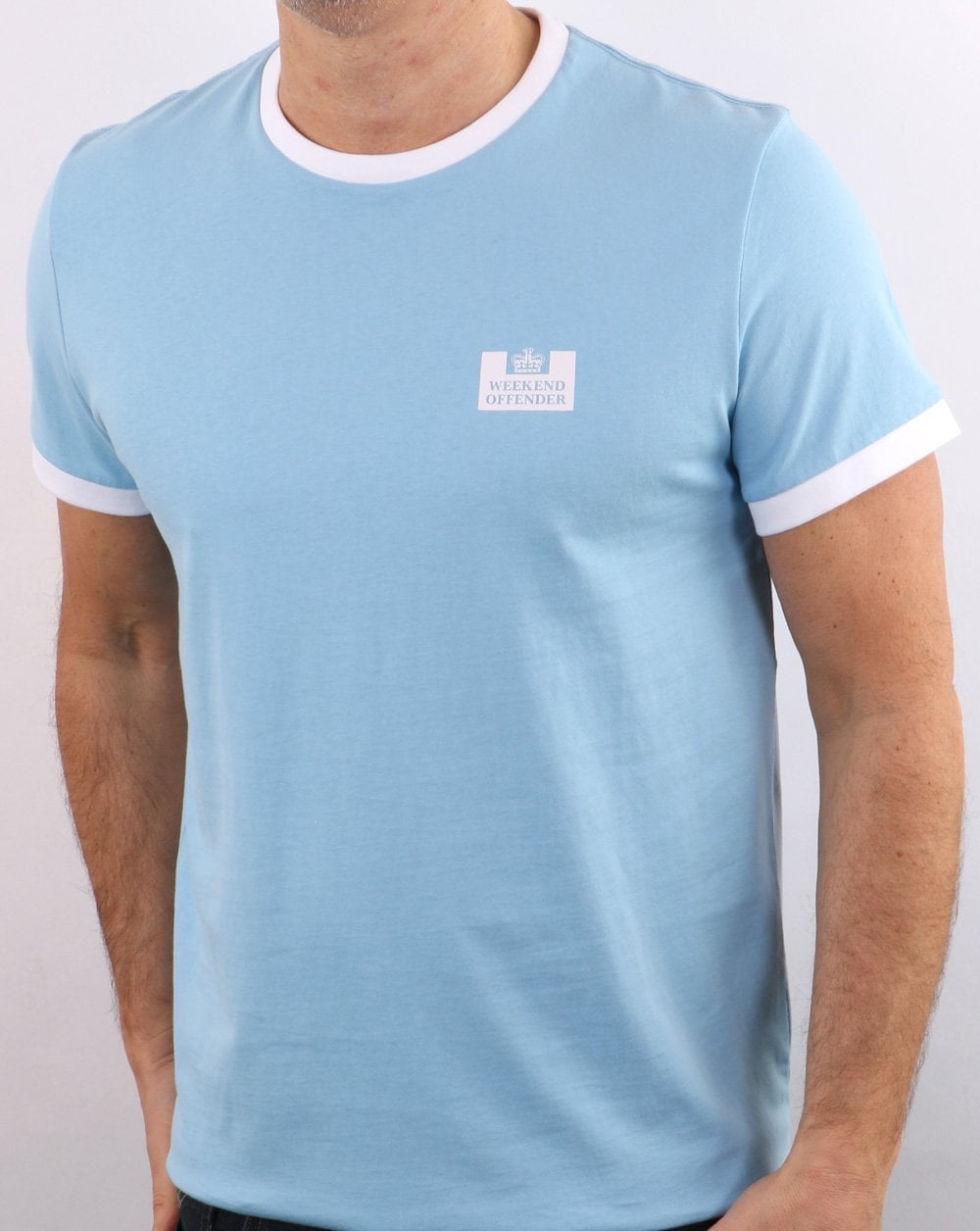 Weekend Offender Ringer Tee Himmelblau/Weiß