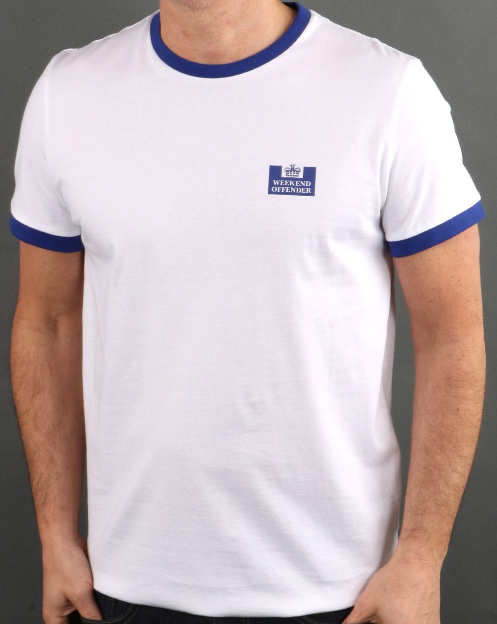 Weekend Offender Ringer Tee Weiß/Royal