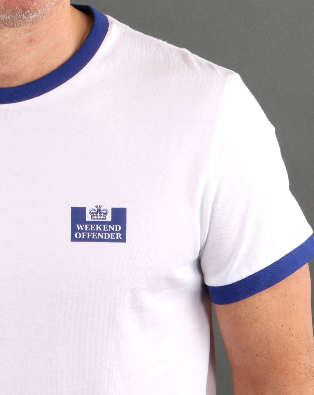 Weekend Offender Ringer Tee Weiß/Royal
