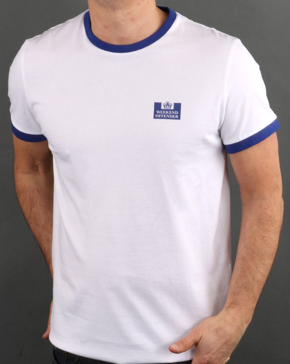 Weekend Offender Ringer Tee Weiß/Royal