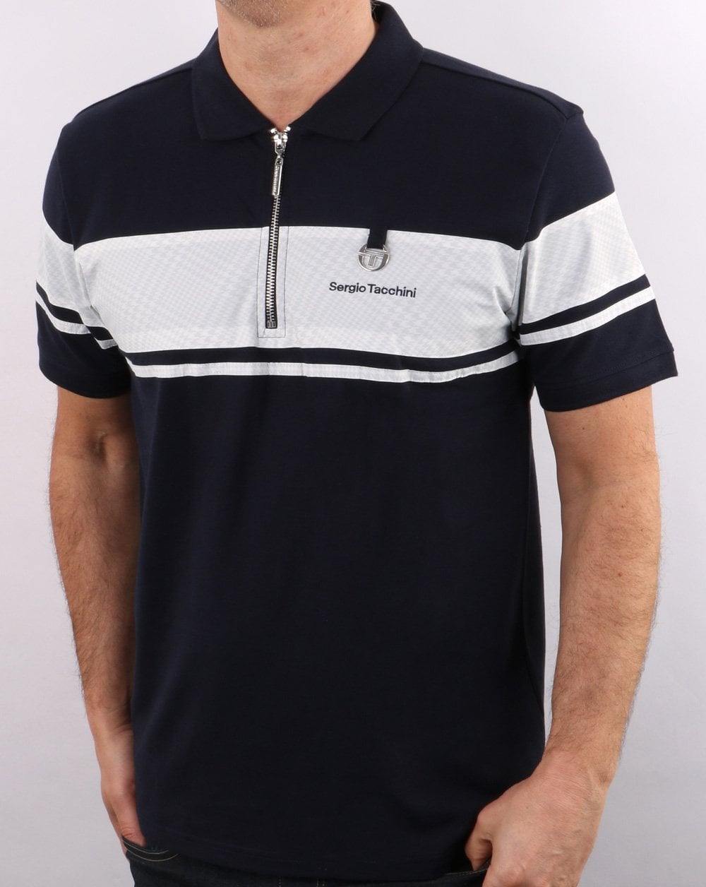 Sergio Tacchini Poloshirt mit Reißverschluss, Marineblau
