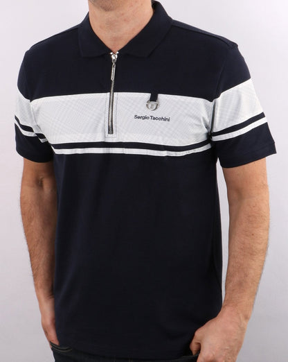 Sergio Tacchini Poloshirt mit Reißverschluss, Marineblau
