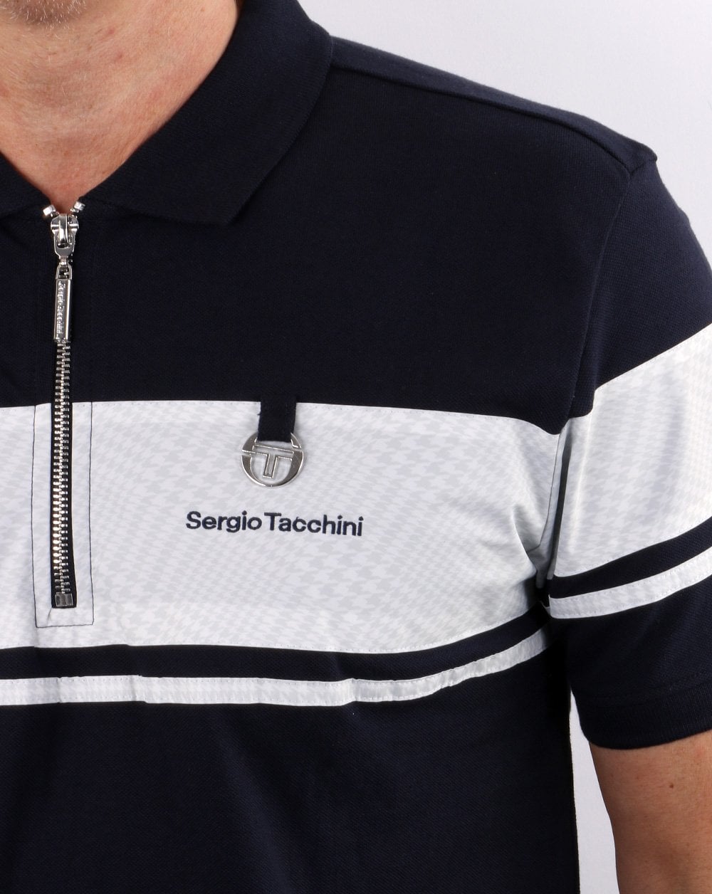 Sergio Tacchini Poloshirt mit Reißverschluss, Marineblau