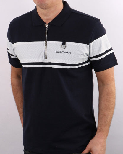 Sergio Tacchini Poloshirt mit Reißverschluss, Marineblau
