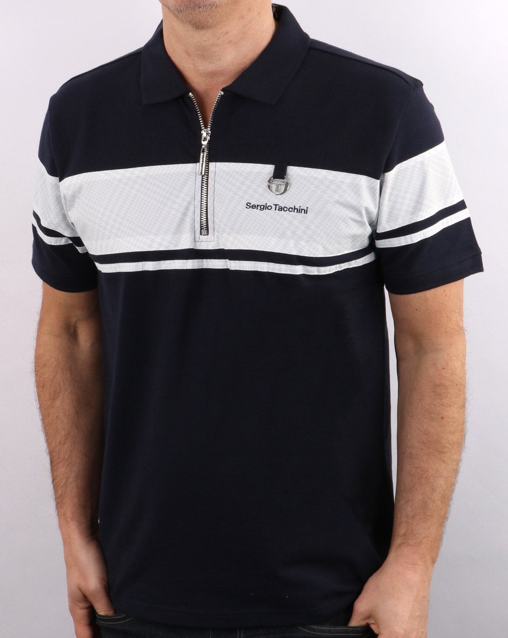 Sergio Tacchini Poloshirt mit Reißverschluss, Marineblau