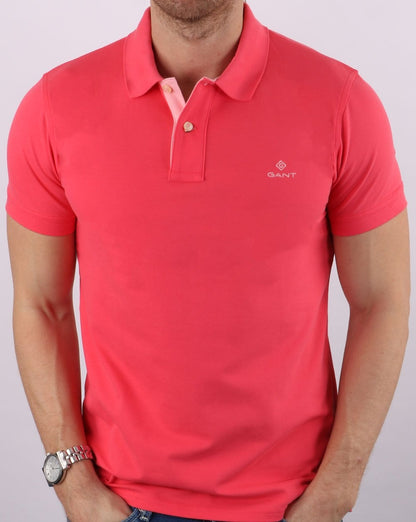 Gant Poloshirt mit Kontrastkragen, Paradise Pink