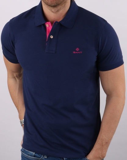 Gant Poloshirt mit Kontrastkragen Persian Blue