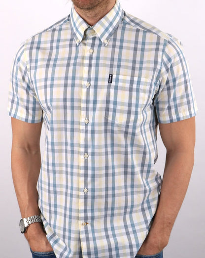 Barbour Tattersall Kurzarmhemd Aquablau