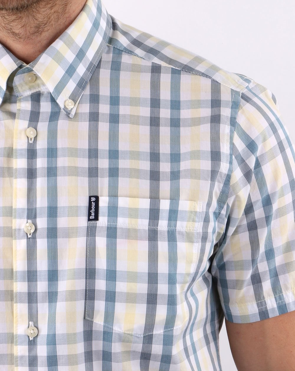 Barbour Tattersall Kurzarmhemd Aquablau