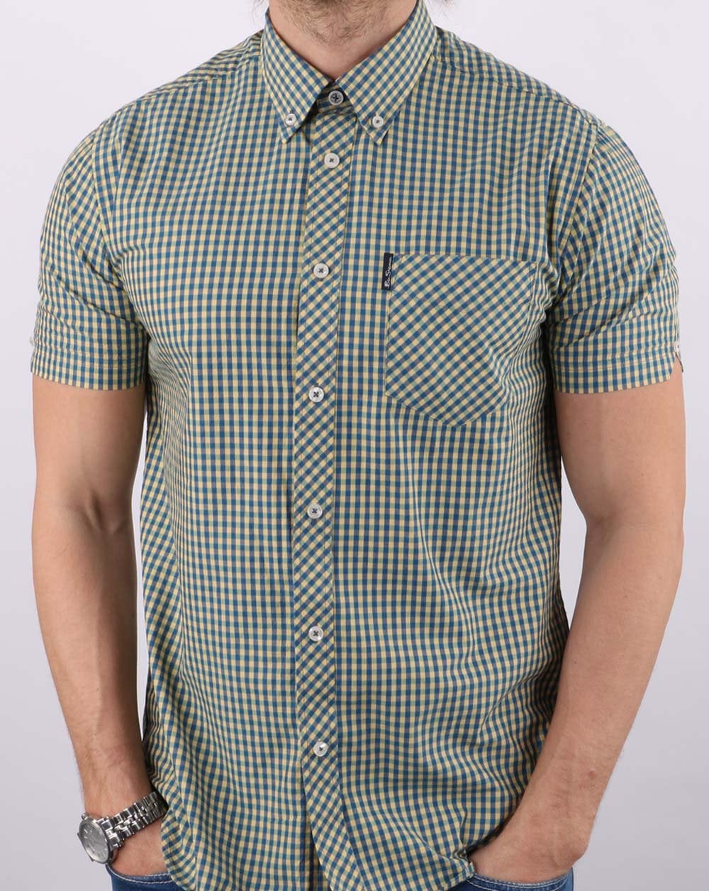 Ben Sherman Gingham Short Sleeve Shirt Yellow