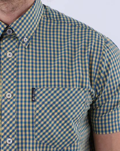 Ben Sherman – Kurzärmliges Hemd mit Vichy-Karomuster, Gelb
