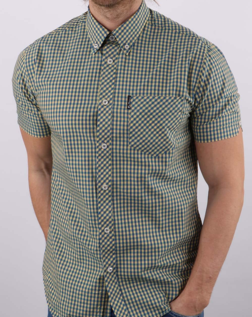Ben Sherman – Kurzärmliges Hemd mit Vichy-Karomuster, Gelb