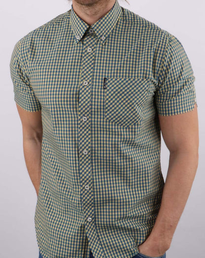 Ben Sherman – Kurzärmliges Hemd mit Vichy-Karomuster, Gelb