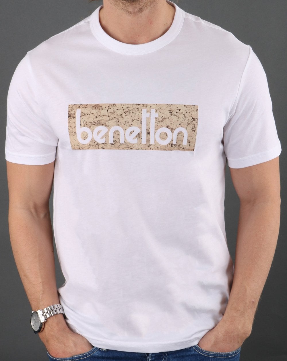 Benetton Klassisches Logo-T-Shirt Weiß
