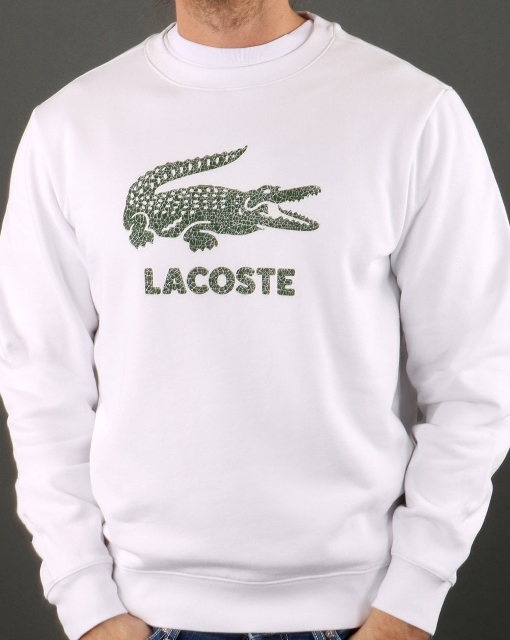 Lacoste Crackled Print Sweatshirt White