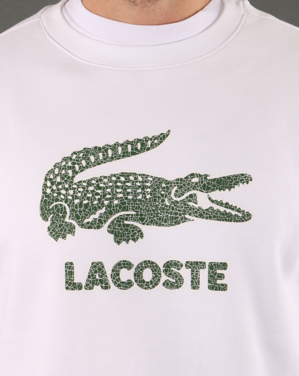 Lacoste Sweatshirt mit Crackled-Print in Weiß