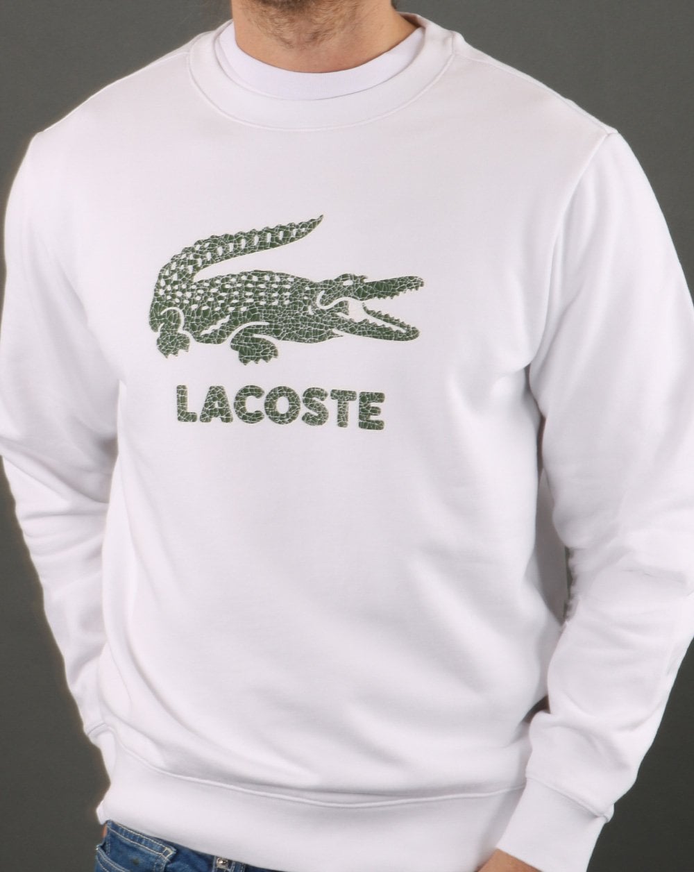 Lacoste Sweatshirt mit Crackled-Print in Weiß