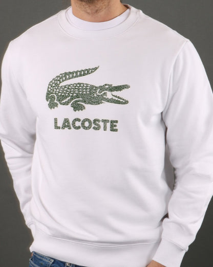 Lacoste Sweatshirt mit Crackled-Print in Weiß