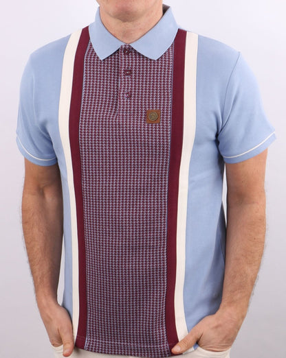Trojan – Poloshirt mit Hahnentrittmuster in Himmelblau