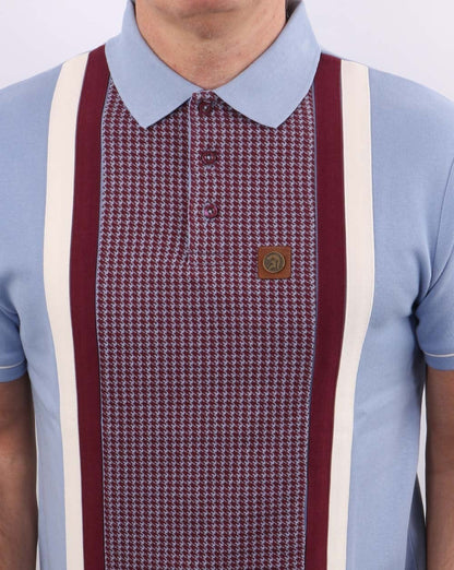 Trojan – Poloshirt mit Hahnentrittmuster in Himmelblau