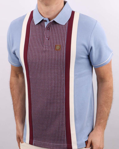 Trojan – Poloshirt mit Hahnentrittmuster in Himmelblau