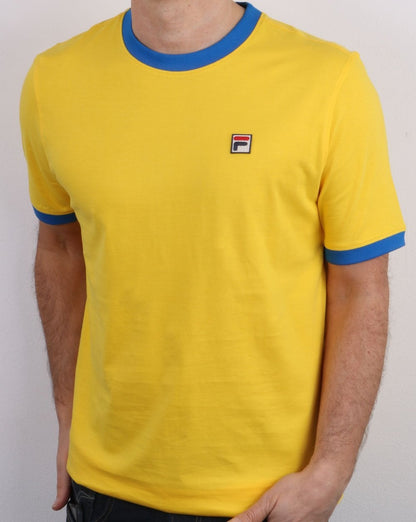 Fila Vintage Retro Ringer T-Shirt Gelb/Blau