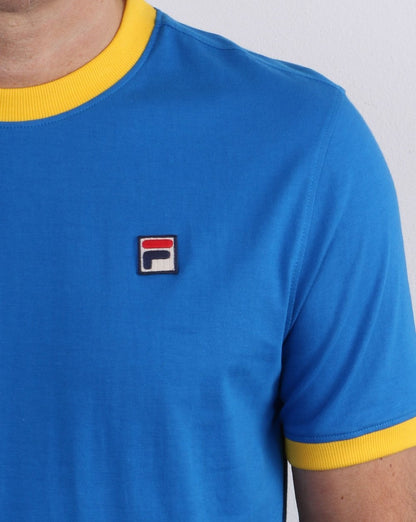 Fila Vintage Retro Ringer T-Shirt Blau/Gelb