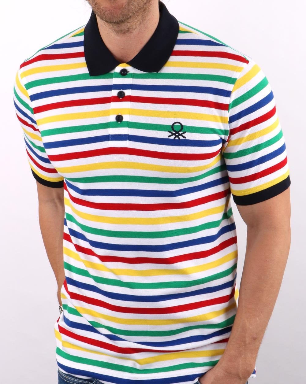 Benetton Gestreiftes Poloshirt Mehrfarbig