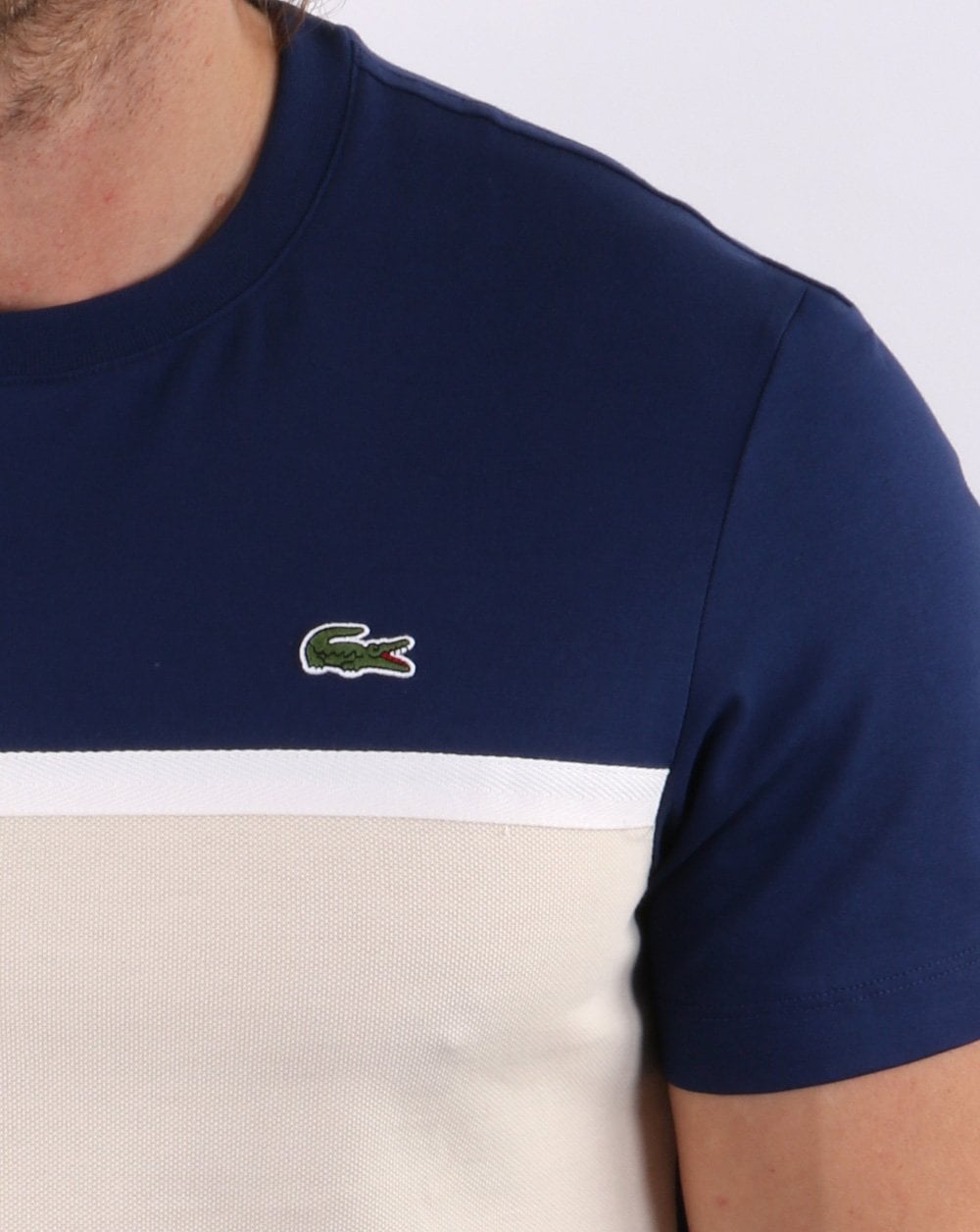 Lacoste Split T-Shirt Marineblau/Creme