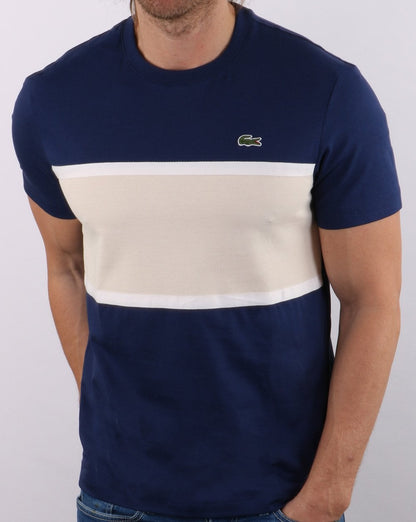 Lacoste Split T-Shirt Marineblau/Creme