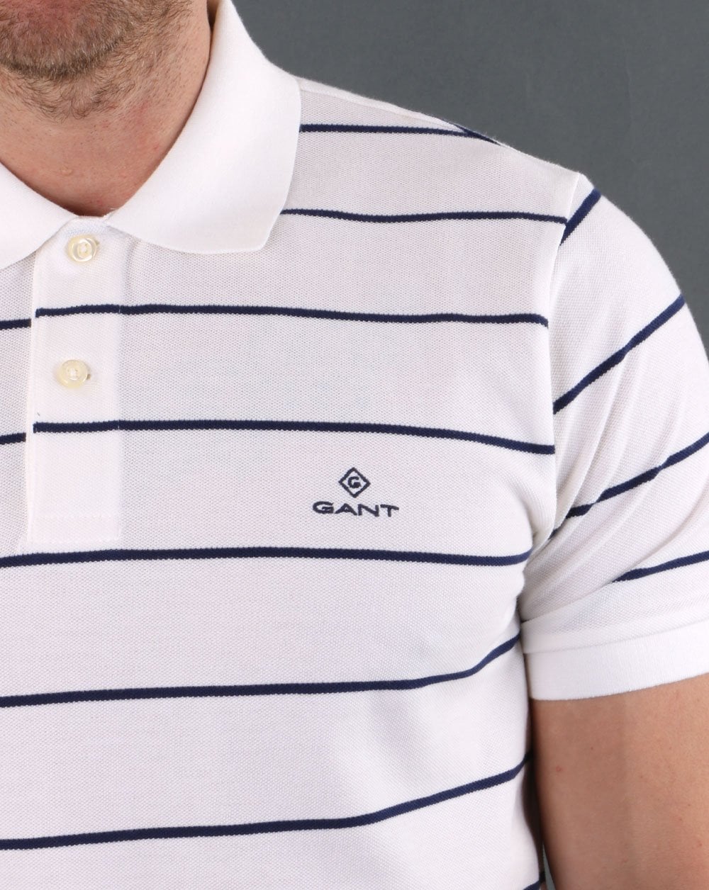 Gant Breton Stripe Pique Rugger Eierschale