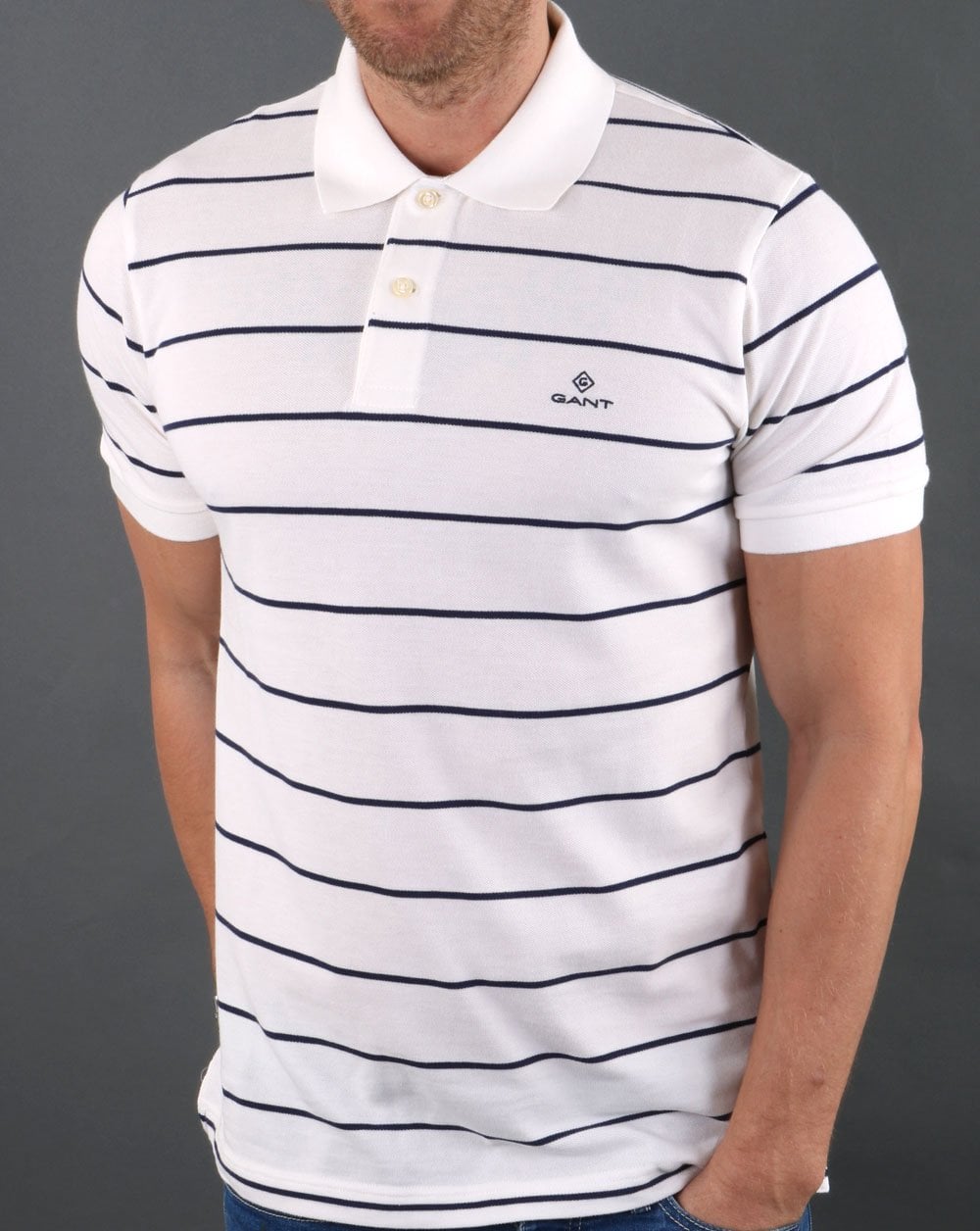 Gant Breton Stripe Pique Rugger Eggshell