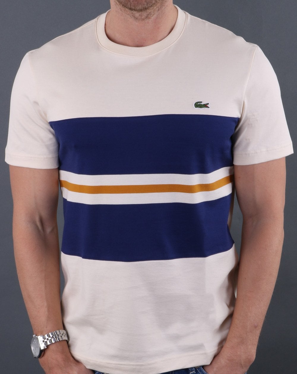 Lacoste Colourblock T-shirt Cream/Navy
