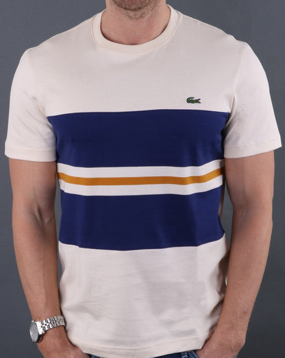 Lacoste Colourblock T-Shirt Creme/Marineblau