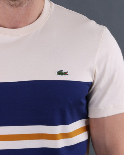 Lacoste Colourblock T-Shirt Creme/Marineblau