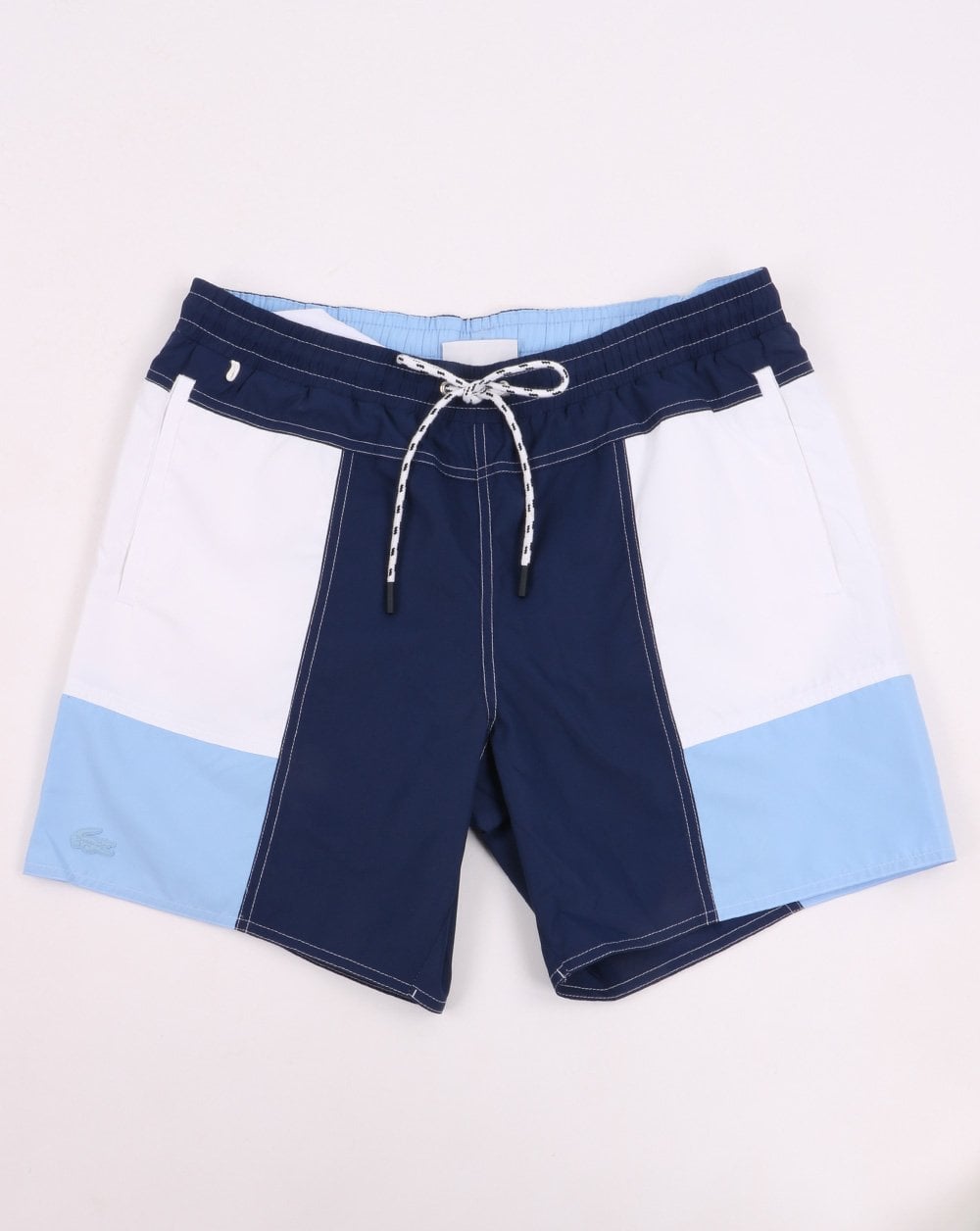 Lacoste Colourblock Badeshorts Blau/Weiß