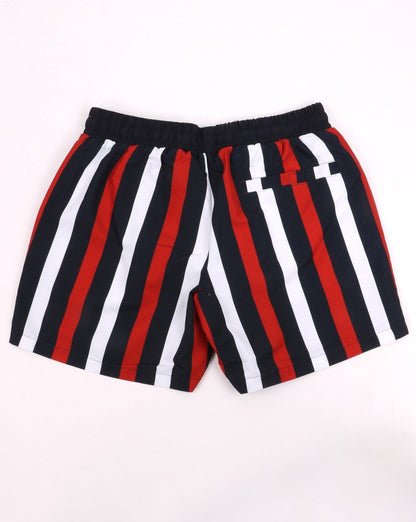 Sergio Tacchini Gestreifte Badeshorts Marineblau/Rot/Weiß