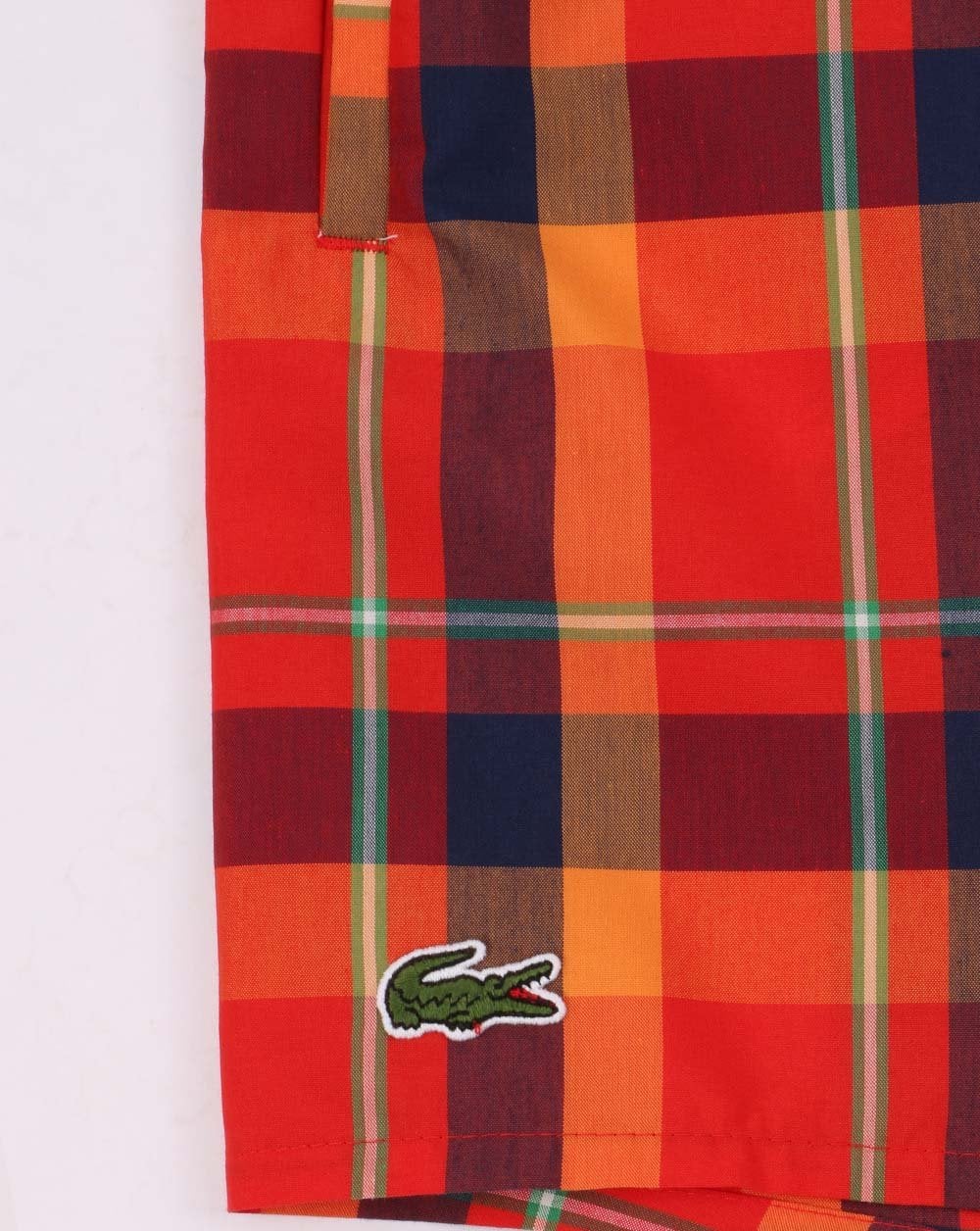 Lacoste Check Print Swim Shorts Red/Orange