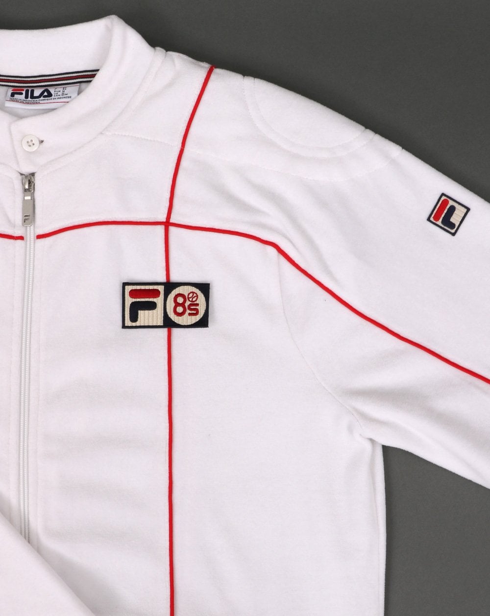 Fila Vintage Terrinda Velour Pro Badge Trainingsjacke Weiß