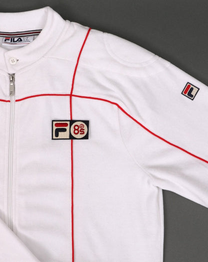 Fila Vintage Terrinda Velour Pro Badge Trainingsjacke Weiß