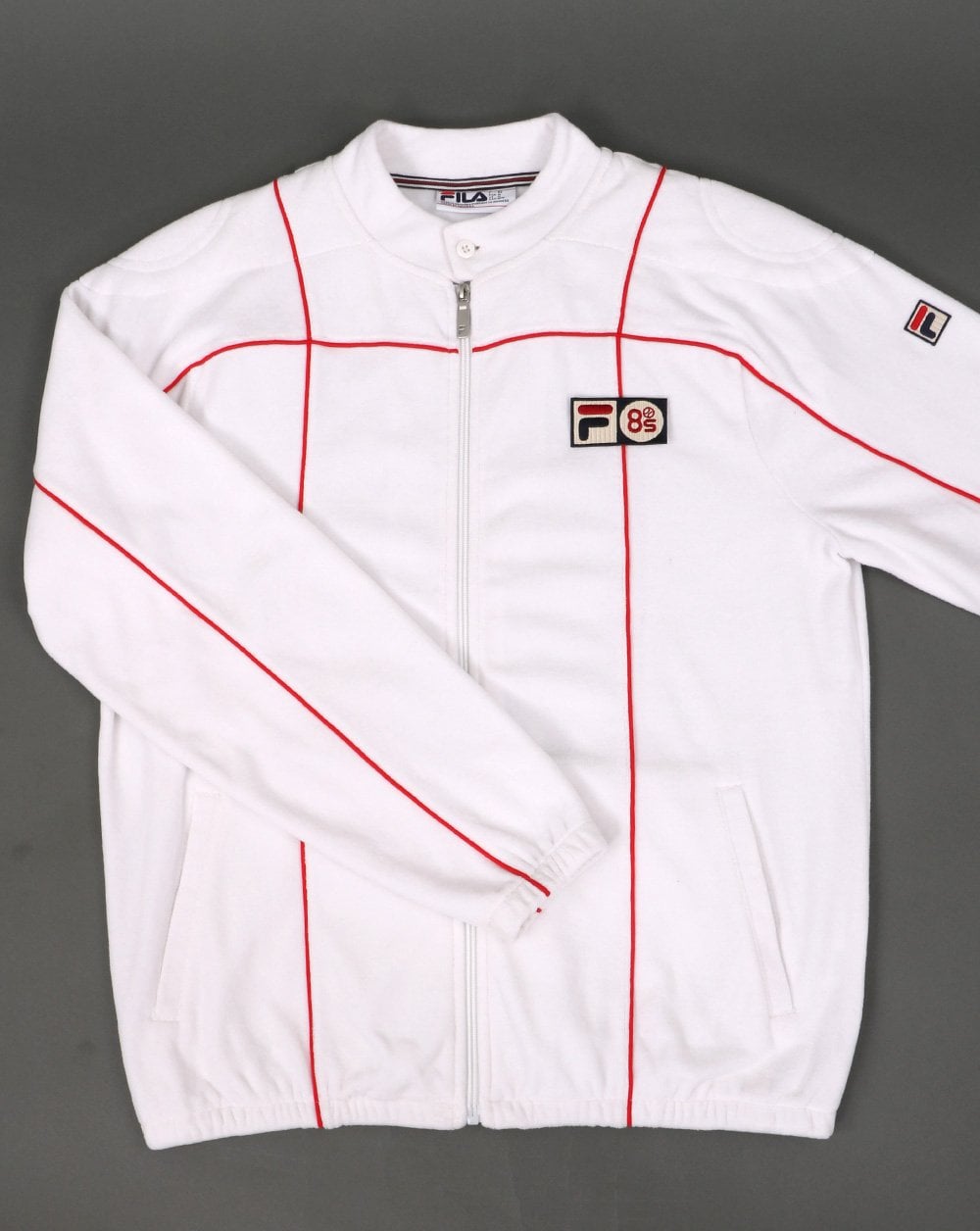 Fila Vintage Terrinda Velour Pro Badge Trainingsjacke Weiß