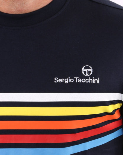 Sergio Tacchini Marineblaues T-Shirt mit mehreren Streifen
