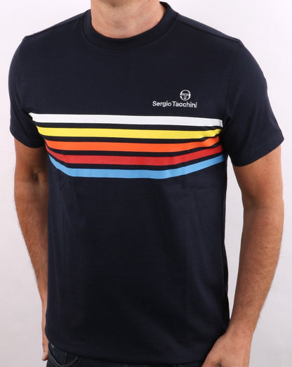 Sergio Tacchini Marineblaues T-Shirt mit mehreren Streifen