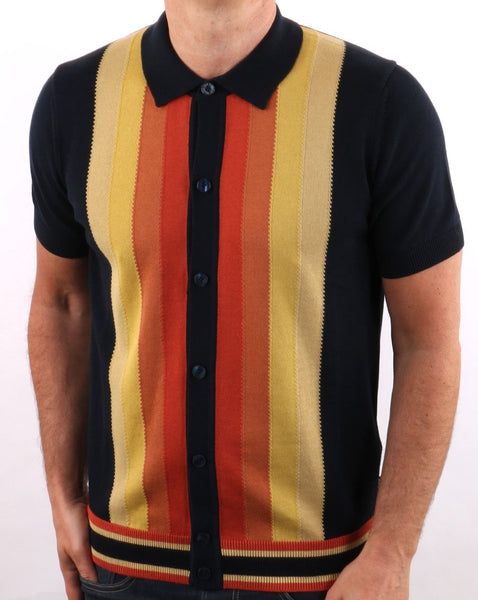 Ben Sherman Button Thru Mod Polo Dark Navy
