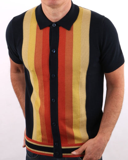 Ben Sherman – Modisches Poloshirt mit durchgehender Knopfleiste, Dunkelmarineblau